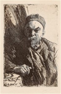 Anders Zorn - Paul Verlaine II (etching) 1895. Free illustration for personal and commercial use.