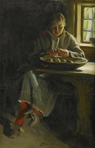 Anders Zorn - Peeling potatoes (1916)