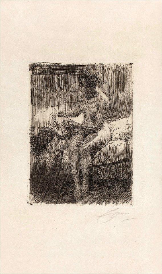 Anders Zorn - The Model Reading Letters (etching) 1910