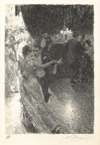 Anders Zorn - The Waltz (etching) 1891. Free illustration for personal and commercial use.