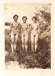 Anders Zorn - Three Sisters (etching) 1913