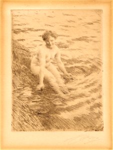 Anders Zorn - Wet (etching) 1911. Free illustration for personal and commercial use.