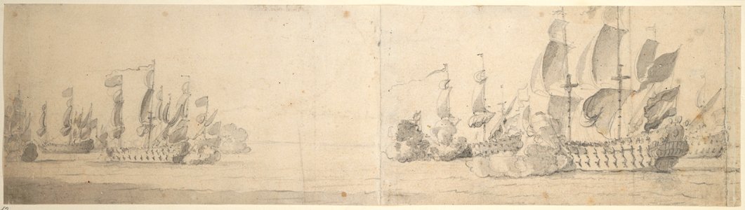 Beach and van Ghent’s action, 1670, Van Ghent pursuing six Algerine corsairs near Cape Spartel, 17-27 August 1670 RMG PY3915