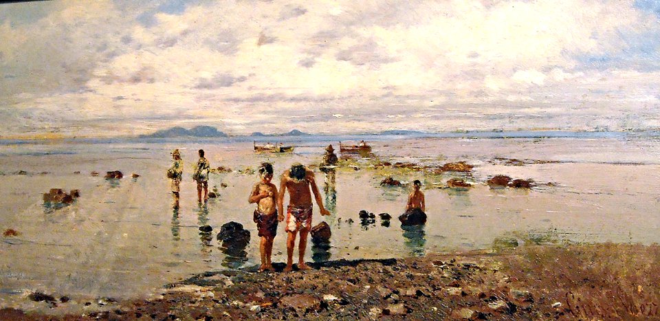 Beach at San Giovanni a Teduccio Naples (about 1883) by Giuseppe Laezza (Naples about 1835-Naples 1905)