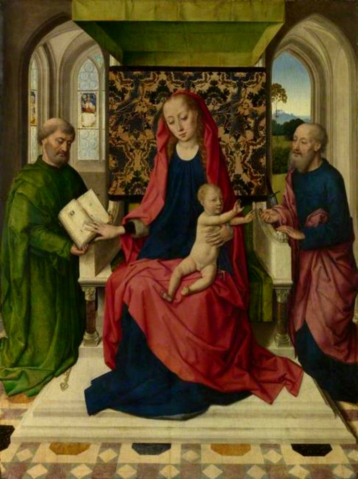 Atelier van Dieric Bouts - Tronende Madonna met de HH. Petrus en Paulus - NG774 - National Gallery