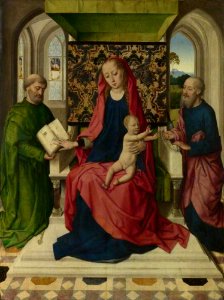 Atelier van Dieric Bouts - Tronende Madonna met de HH. Petrus en Paulus - NG774 - National Gallery