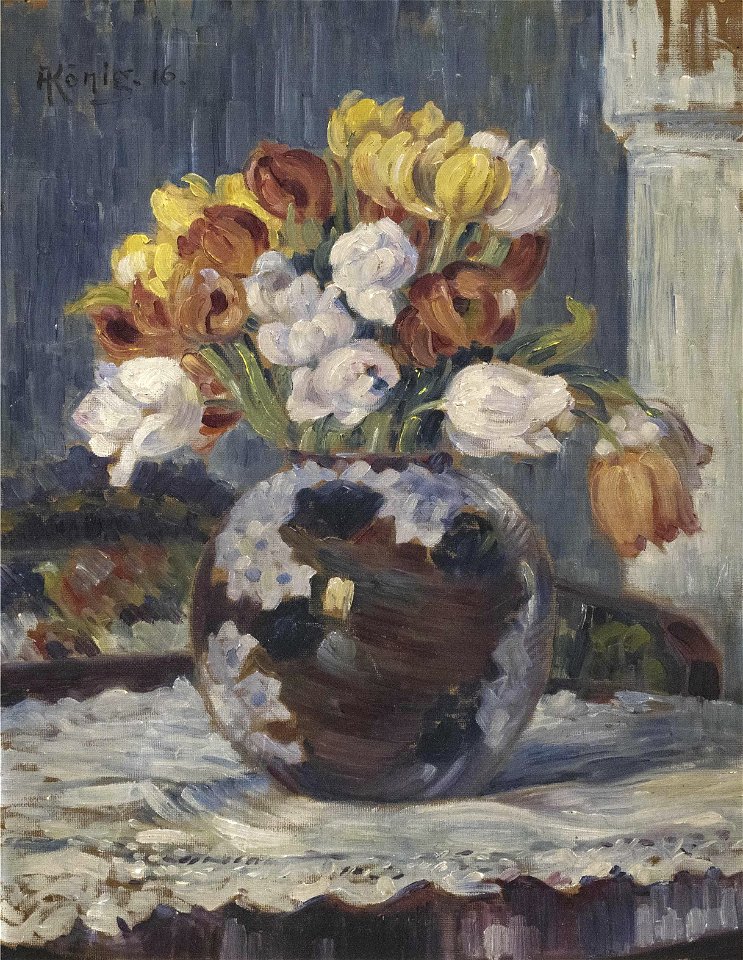 Albert König Tulpen in Kugelvase
