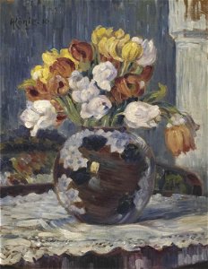 Albert König Tulpen in Kugelvase