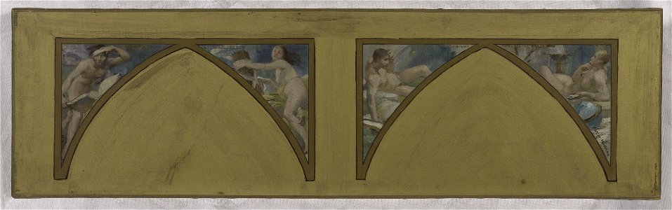 Albert Maignan - Esquisse pour l'Hôtel de Ville de Paris , Les œuvres philosophiques de Voltaire. L'Encyclopédie, les Essais, Les Pensées - PPP4093 - Musée des Beaux-Arts de la ville de Paris