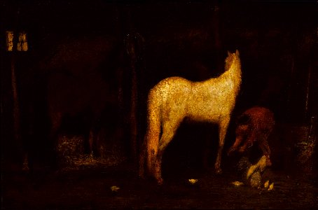 Albert Pinkham Ryder - In the Stable - 1929.6.97 - Smithsonian American Art Museum. Free illustration for personal and commercial use.