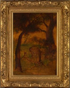Albert Pinkham Ryder - A Stag Drinking - 2014.67.1 - Smithsonian American Art Museum. Free illustration for personal and commercial use.