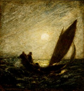 Albert Pinkham Ryder - With Sloping Mast and Dipping Prow - 1929.6.102 - Smithsonian American Art Museum. Free illustration for personal and commercial use.