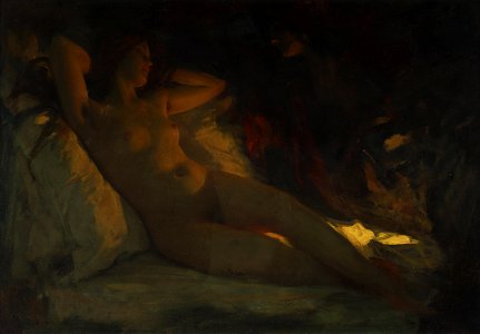 Albert Ritzberger (attr) Dame nackt auf einem Bett liegend.jpf