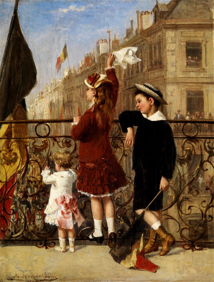 Albert Roosenboom Winkende Kinder bei einem Fest in der Stadt 1880