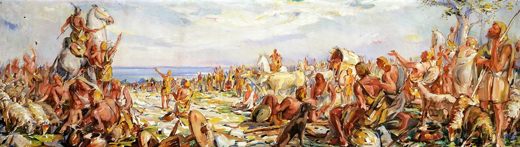 Albert Sirk - Prihod Slovencev na morje, osnutek