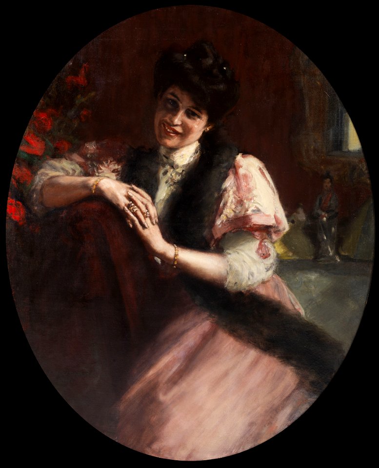 Albert von Keller Bildnis einer Dame mit Pelzstola