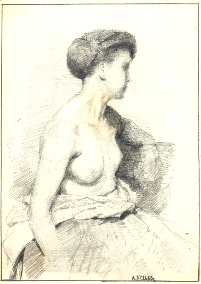 Albert von Keller Frau mit entblösster Brust