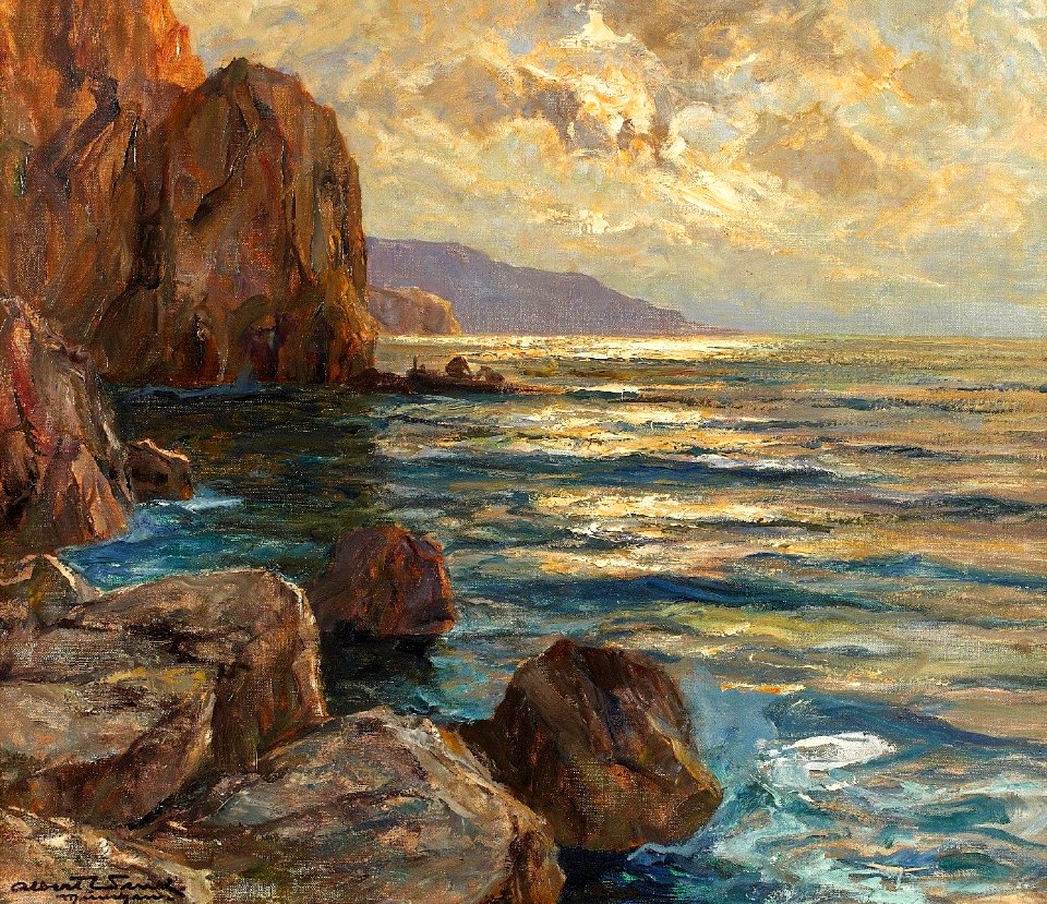 Albert Wenk Felsenküste im Abendlicht
