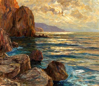 Albert Wenk Felsenküste im Abendlicht