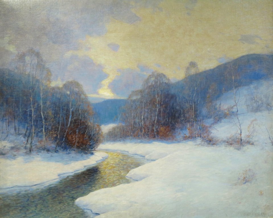'Winding Winter Stream' by Ernest Albert, 1935