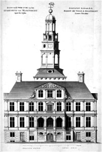 Atlas Beudeker-C9E10 053 14I-STAND van de VOOR-ZYDE van het STADT-HUYS VAN MAASTRICHT, tegen het Westen