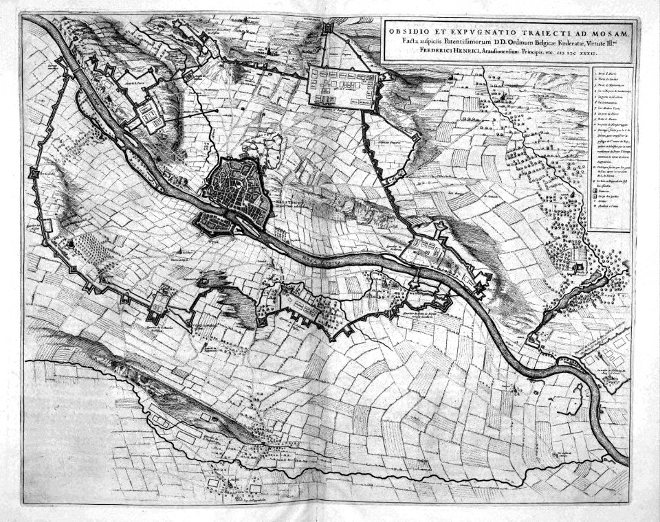 Atlas Beudeker-C9E10 056 14L-OBSIDIO ET EXPUGNATIO TRAIECTI AD MOSAM Facta auspiciis Potentissimorum D.D. ordinum Belgicae Foederatae, Virtute ill.mi FREDERICI HENRICI Arausionensium Principis, etc. MDCXXXII