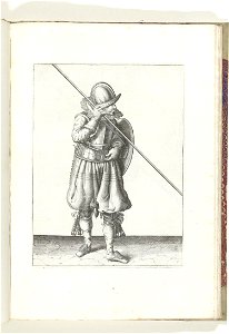 005 (pikeman) Book illustrations of Nassausche wapen-handelinge, van schilt, spies, rappier, ende targe. Free illustration for personal and commercial use.