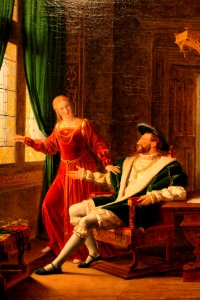 004. François Ier montre à Marguerite de Navarre, sa sœur, les vers qu'il vient d'écrire sur une vitre avec son diamant by Fleury François Richard - détail DxO hdr