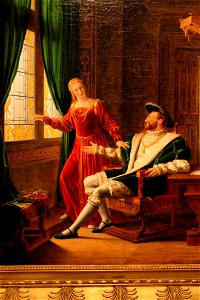 006. François Ier montre à Marguerite de Navarre, sa sœur, les vers qu'il vient d'écrire sur une vitre avec son diamant by Fleury François Richard - détail DxO hdr