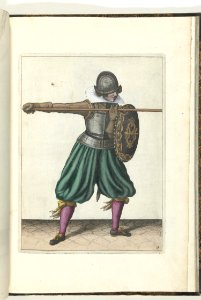 009 (pikeman, color) Book illustrations of Nassausche wapen-handelinge, van schilt, spies, rappier, ende targe