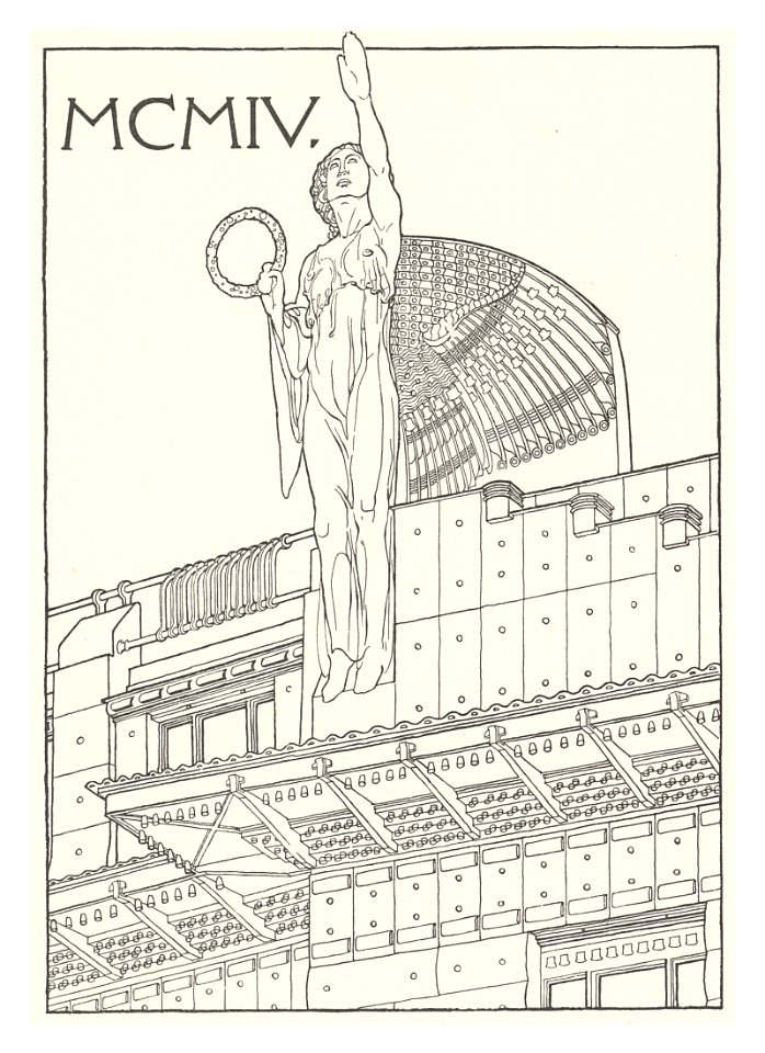 01 Postsparkassen-Amtsgebäude Wien - Wagner Band 5. 6. und 7. Heft -Eckakroterie des Mittelrisalites (Aluminium) Heliogravure