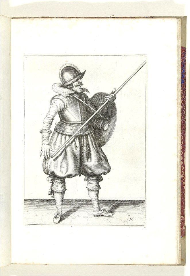 010 (pikeman) Book illustrations of Nassausche wapen-handelinge, van schilt, spies, rappier, ende targe. Free illustration for personal and commercial use.