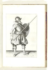 010 (pikeman) Book illustrations of Nassausche wapen-handelinge, van schilt, spies, rappier, ende targe. Free illustration for personal and commercial use.