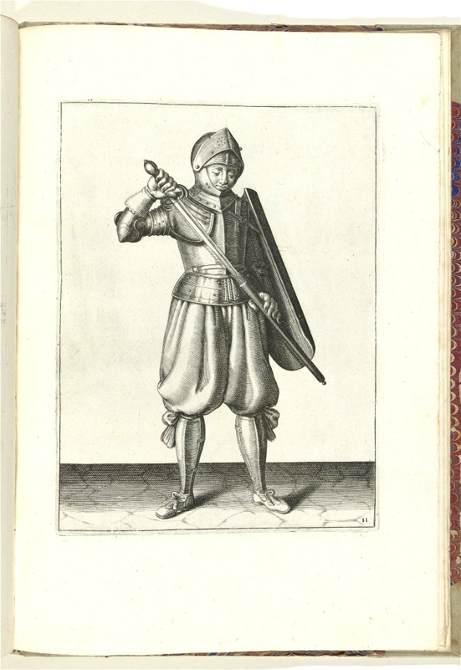 011 (swordsman) Book illustrations of Nassausche wapen-handelinge, van schilt, spies, rappier, ende targe. Free illustration for personal and commercial use.