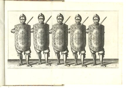 014 (swordsman) Book illustrations of Nassausche wapen-handelinge, van schilt, spies, rappier, ende targe. Free illustration for personal and commercial use.