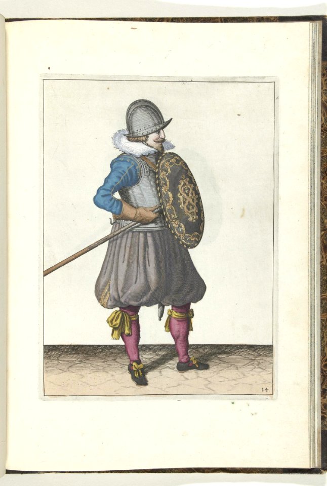 014 (pikeman, color) Book illustrations of Nassausche wapen-handelinge, van schilt, spies, rappier, ende targe