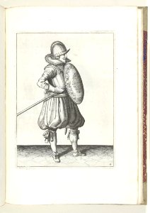 014 (pikeman) Book illustrations of Nassausche wapen-handelinge, van schilt, spies, rappier, ende targe. Free illustration for personal and commercial use.
