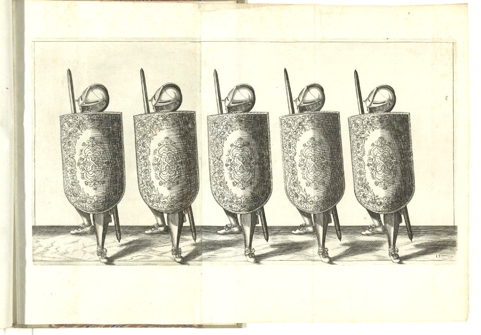 015 (swordsman) Book illustrations of Nassausche wapen-handelinge, van schilt, spies, rappier, ende targe