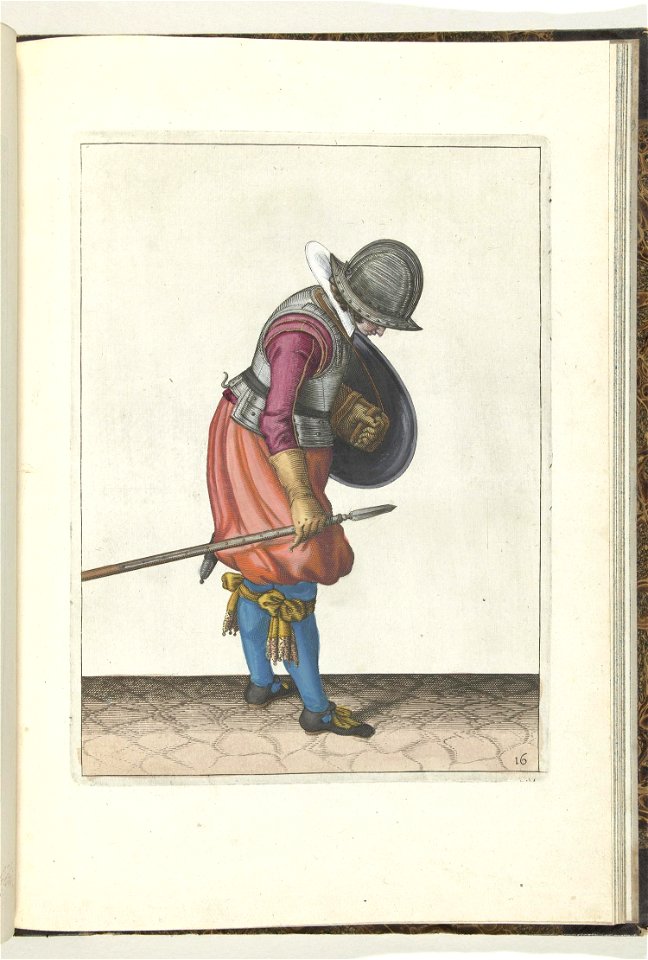 016 (pikeman, color) Book illustrations of Nassausche wapen-handelinge, van schilt, spies, rappier, ende targe