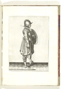 017 (pikeman) Book illustrations of Nassausche wapen-handelinge, van schilt, spies, rappier, ende targe. Free illustration for personal and commercial use.