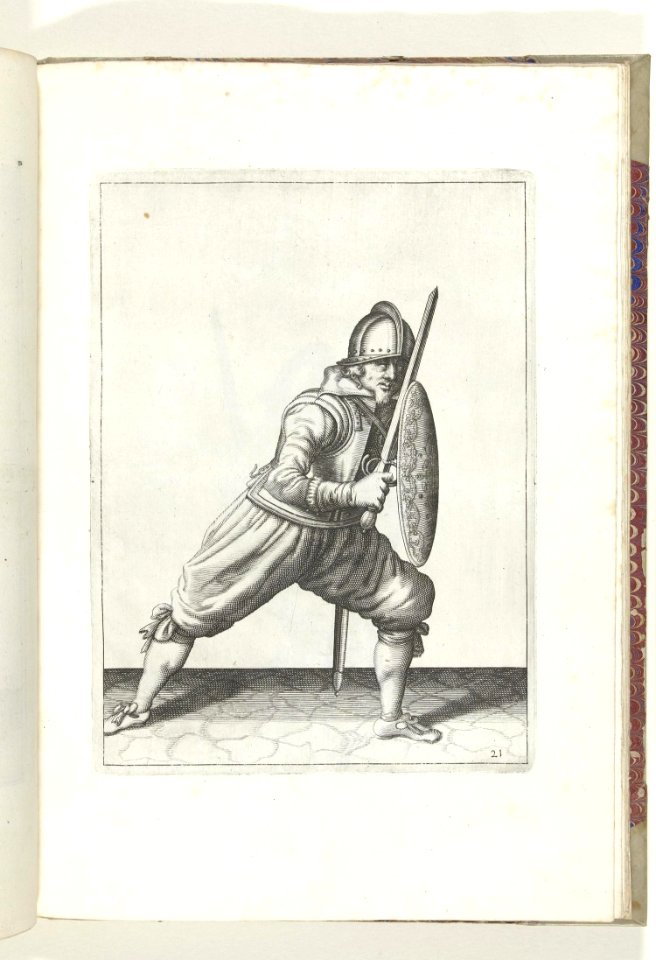021 (swordsman) Book illustrations of Nassausche wapen-handelinge, van schilt, spies, rappier, ende targe