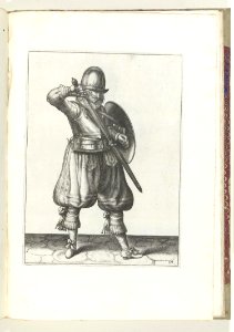 024 (swordsman) Book illustrations of Nassausche wapen-handelinge, van schilt, spies, rappier, ende targe. Free illustration for personal and commercial use.