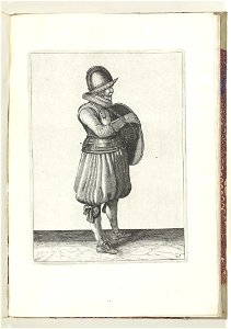 025 (swordsman) Book illustrations of Nassausche wapen-handelinge, van schilt, spies, rappier, ende targe. Free illustration for personal and commercial use.