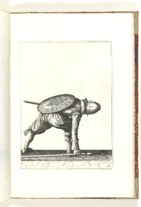 028 (pikeman) Book illustrations of Nassausche wapen-handelinge, van schilt, spies, rappier, ende targe. Free illustration for personal and commercial use.