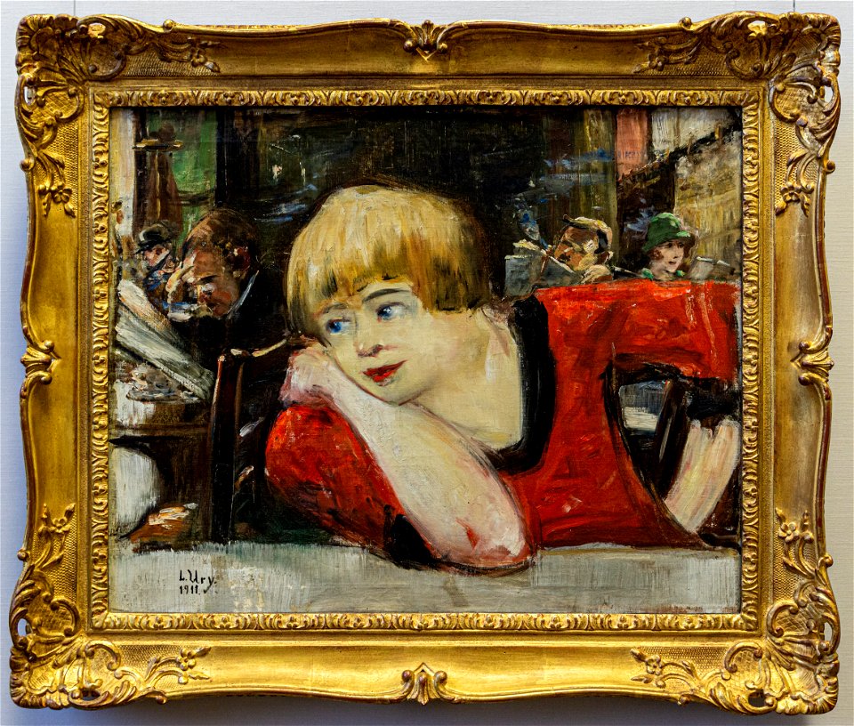 Alte Nationalgalerie-Ury Im Café-Frau in Rot DSC8285