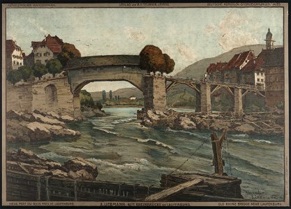 Alte Rheinbrücke bei Laufenburg Vieux pont du Rhine près de Laufenburg ; Old Rhine bridge near Laufenburg - - Alexander Liebmann M. ; BGT (monogram) LCCN2005694441