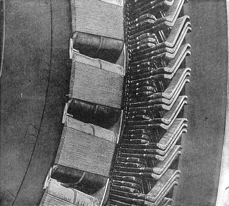Alternator armature winding (Rankin Kennedy, Electrical Installations, Vol III, 1903)