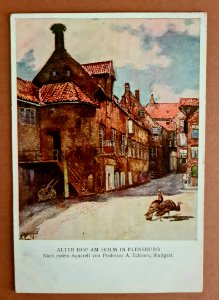 Alter Hof am Holm in Flensburg - Postkarte nach einem Aquarell