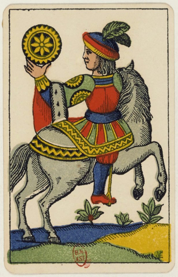 Aluette card deck - Grimaud - 1858-1890 - Knight of Coins