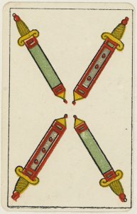 Aluette card deck - Grimaud - 1858-1890 - Four of Swords